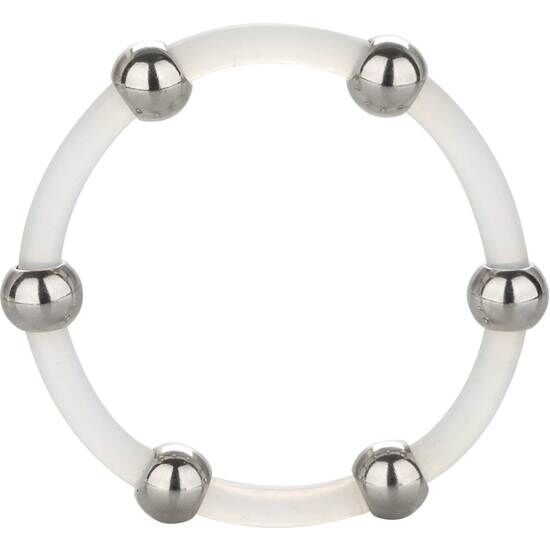 Bague de plaisir perlée silicone et acier — CALEXOTICS