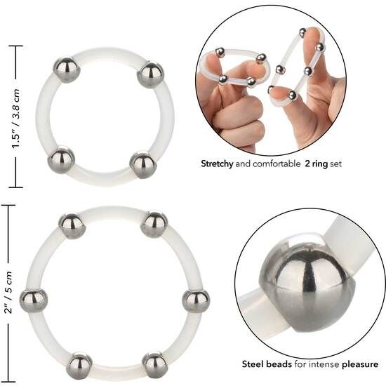 Ensemble d'anneaux en silicone perlés d'acier — Calexotics
