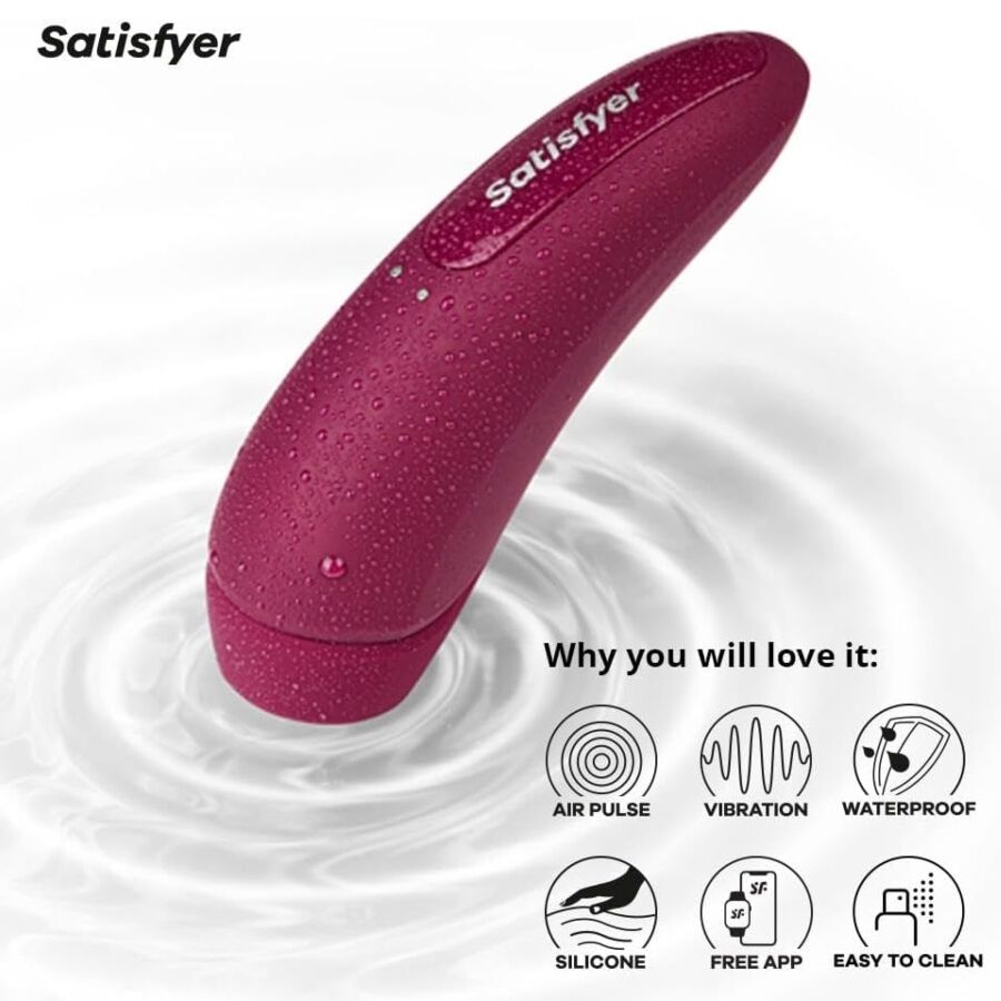 Stimulateur clitoridien ergonomique à ondes de pression et vibrations connecté — SATISFYER CONNECT