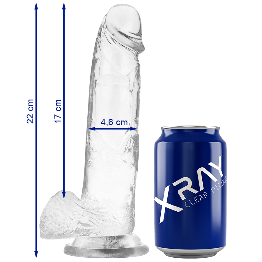 Godemiché transparent réaliste avec boules — X RAY