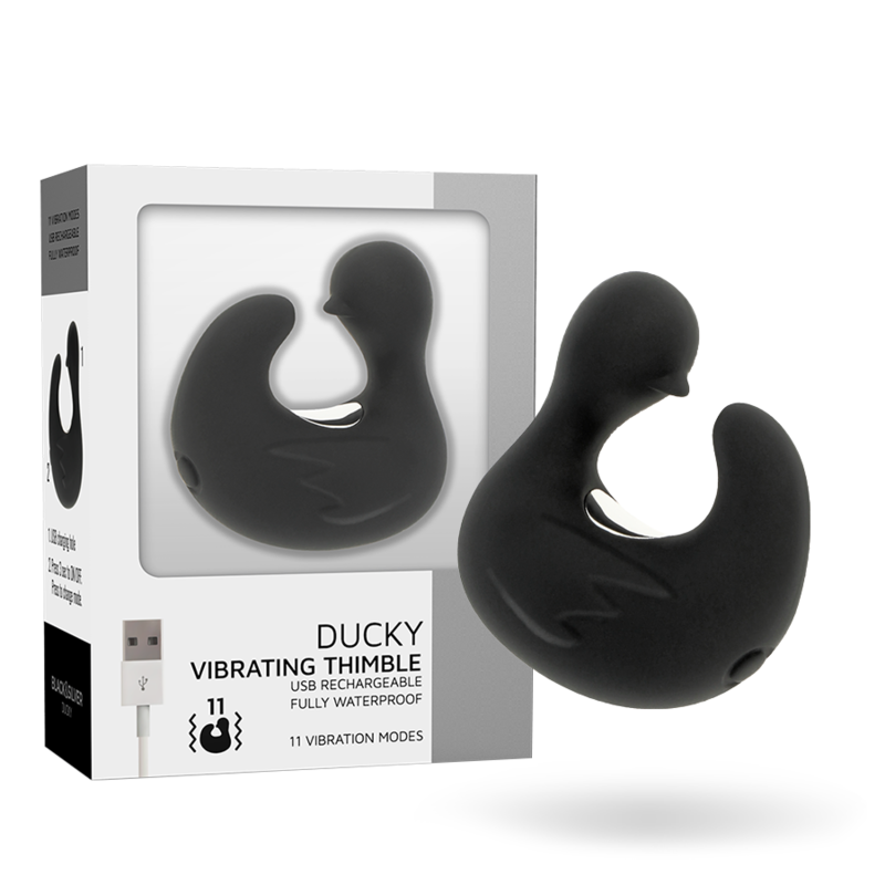 Dé à coudre vibrant rechargeable en silicone — BLACK&SILVER
