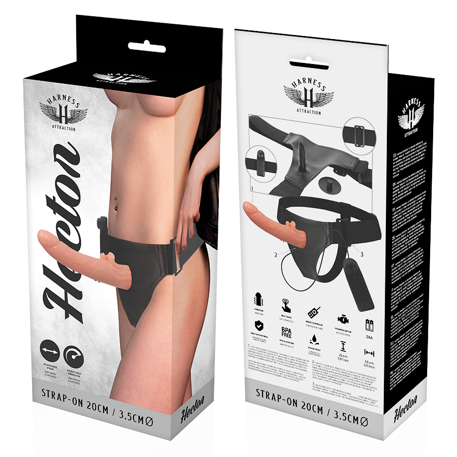 Harnais vibrant double stimulation Hector 20 cm — HARNESS ATTRACTION