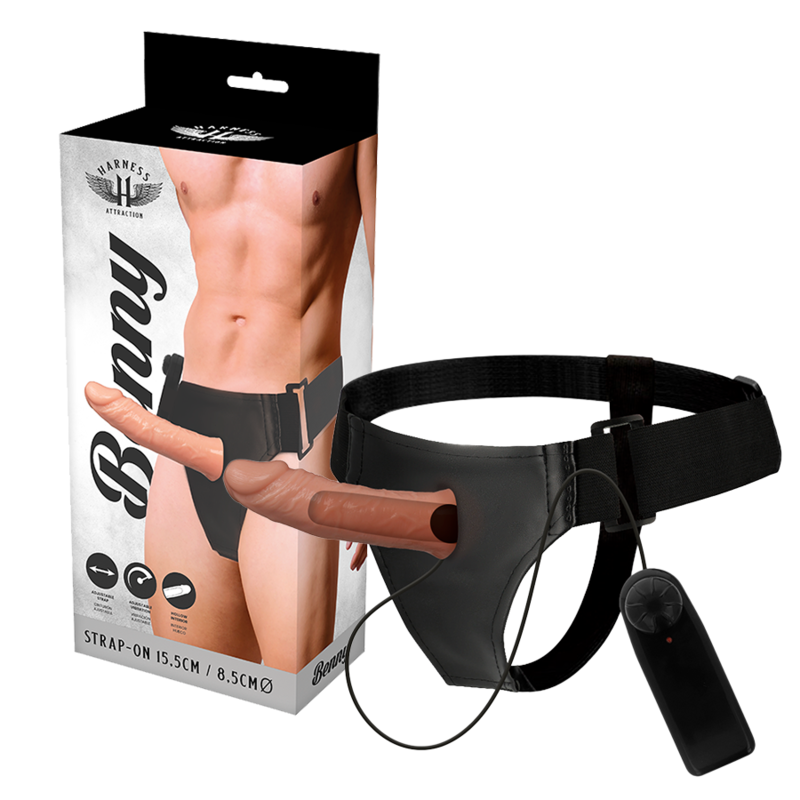 Harnais creux réaliste Benny avec vibreur 15 cm — HARNESS ATTRACTION