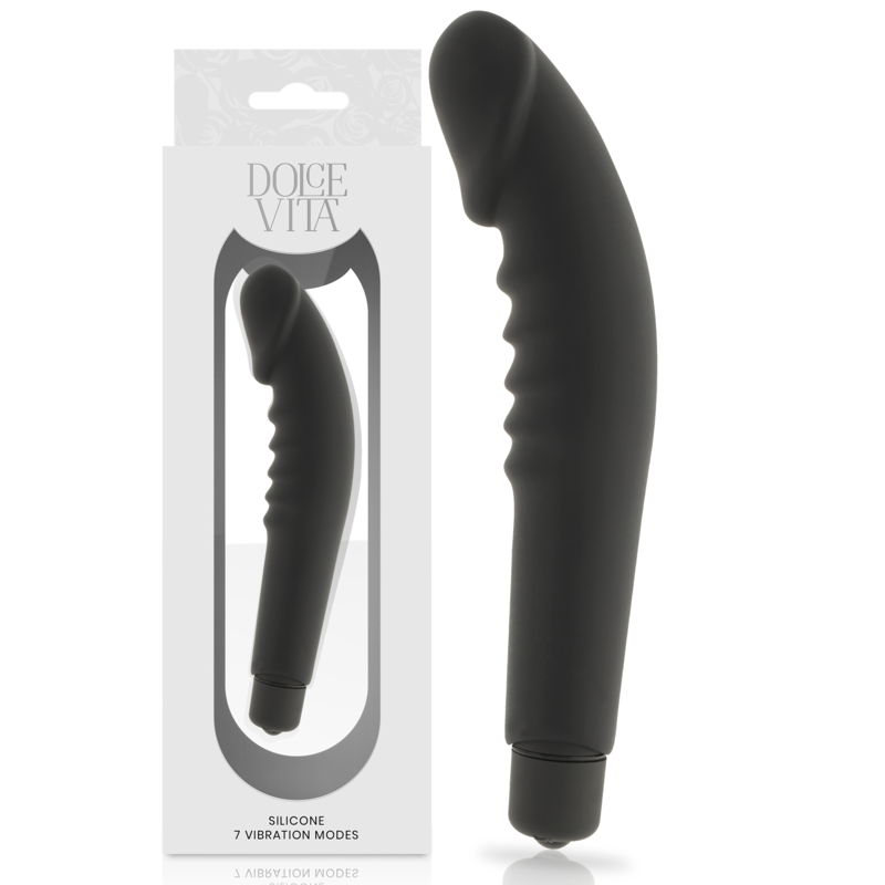 Vibromasseur classique réversible en silicone noir — DOLCE VITA