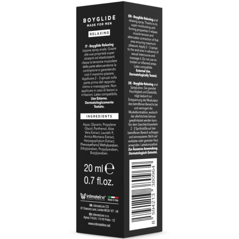 Spray relaxant anal hydratant et décontractant — INTIMATELINE BOYGLIDE