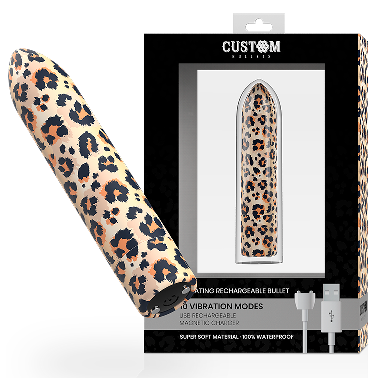Mini vibromasseur rechargeable imprimé léopard 10 intensités — CUSTOM BULLETS