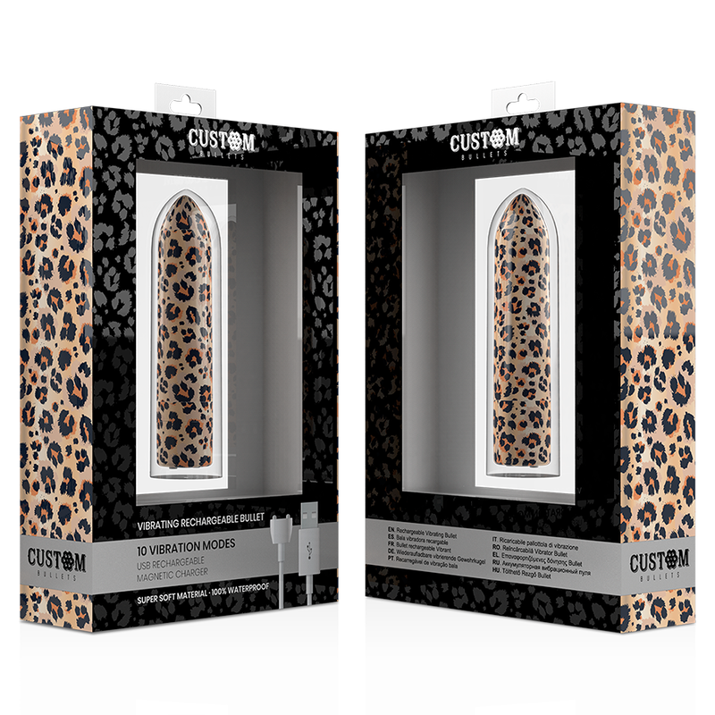 Mini vibromasseur rechargeable imprimé léopard 10 intensités — CUSTOM BULLETS