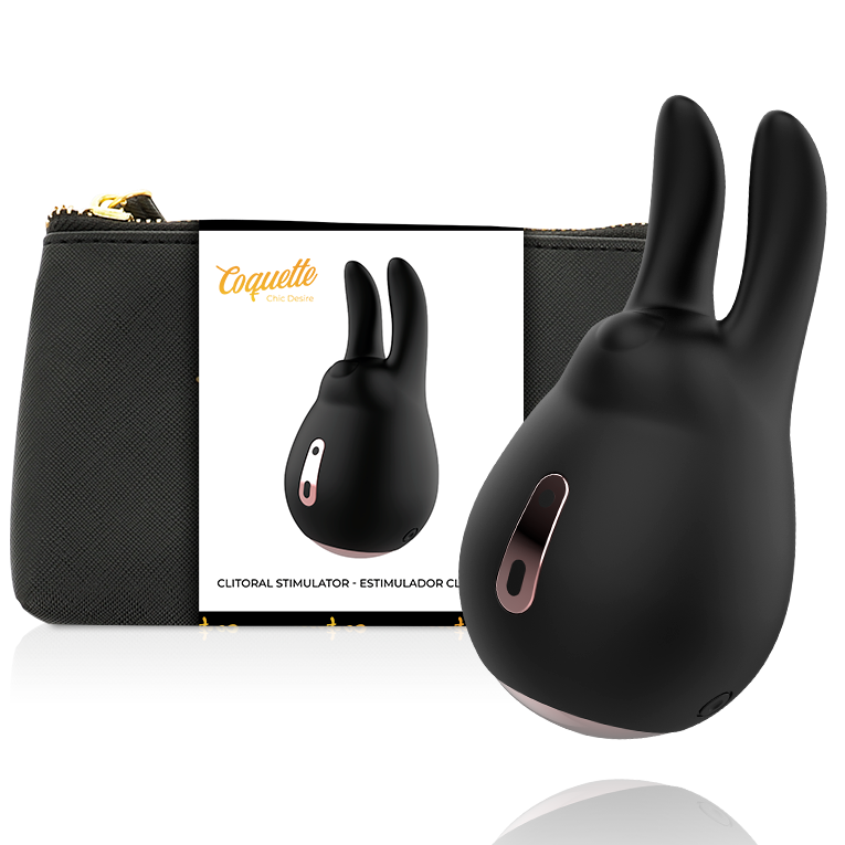Stimulateur clitorien oreilles de lapin noir et or — COQUETTE TOYS