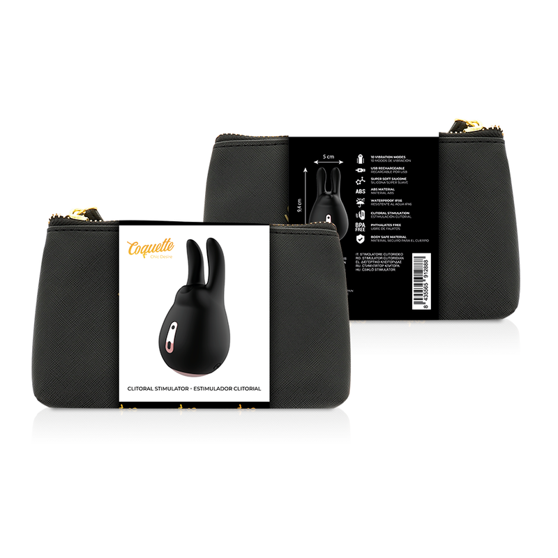 Stimulateur clitorien oreilles de lapin noir et or — COQUETTE TOYS