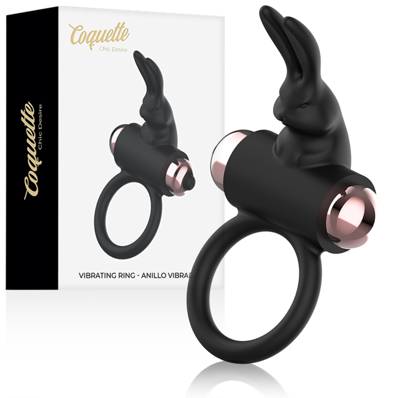 Anneau vibrant chic noir et or — COQUETTE TOYS