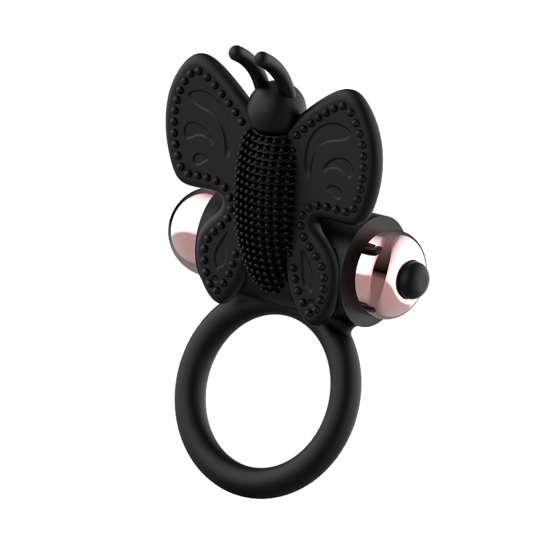 Anneau vibrant papillon noir et or — COQUETTE TOYS