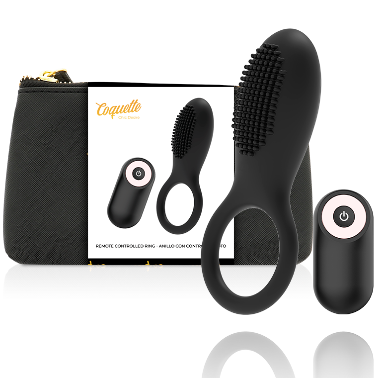 Anneau vibrant télécommandé rechargeable noir et or — COQUETTE TOYS