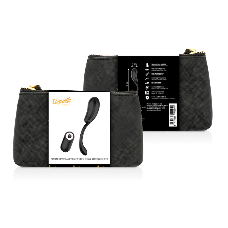 Oeuf vibrant télécommandé rechargeable Noir/Or — COQUETTE TOYS