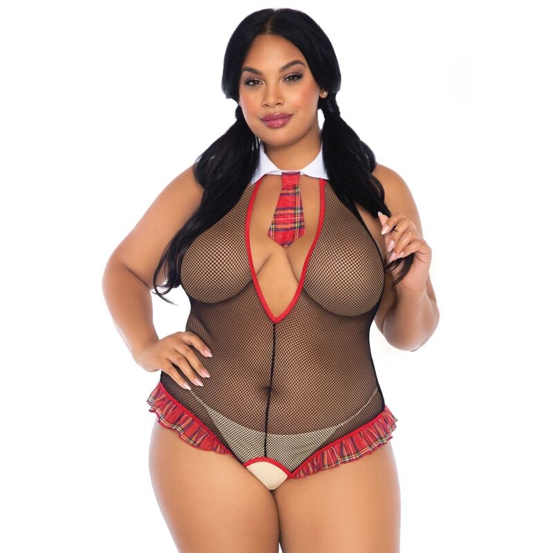 Teddy sans entrejambe à volants et décolleté profond — LEG AVENUE TEDDIES