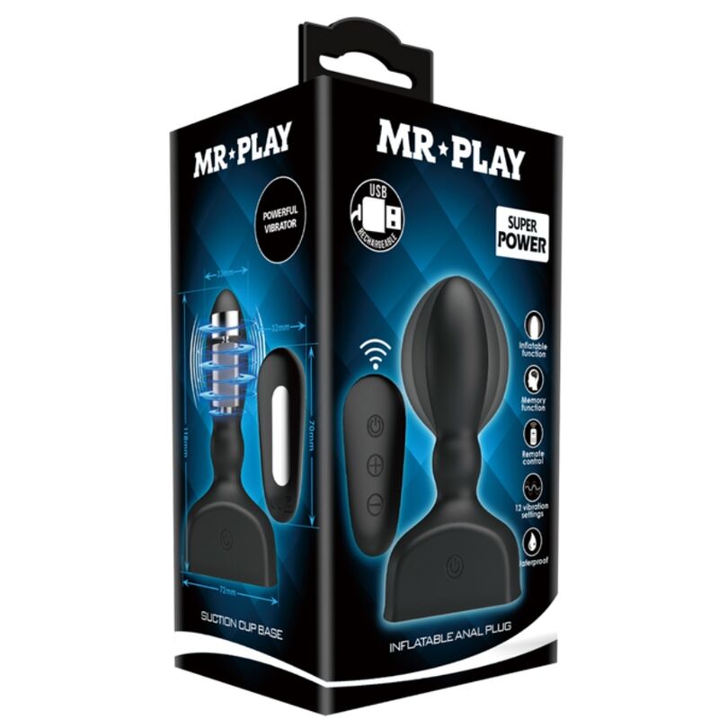 Plug anal gonflable vibrant avec télécommande — MR PLAY