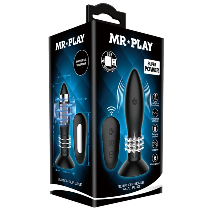 Plug anal stimulant avec billes tournantes et télécommande — MR PLAY