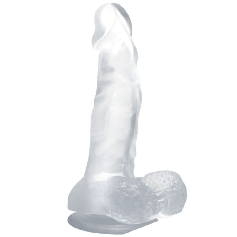 Gode réaliste transparent ventouse et testicules — BAILE DILDOS
