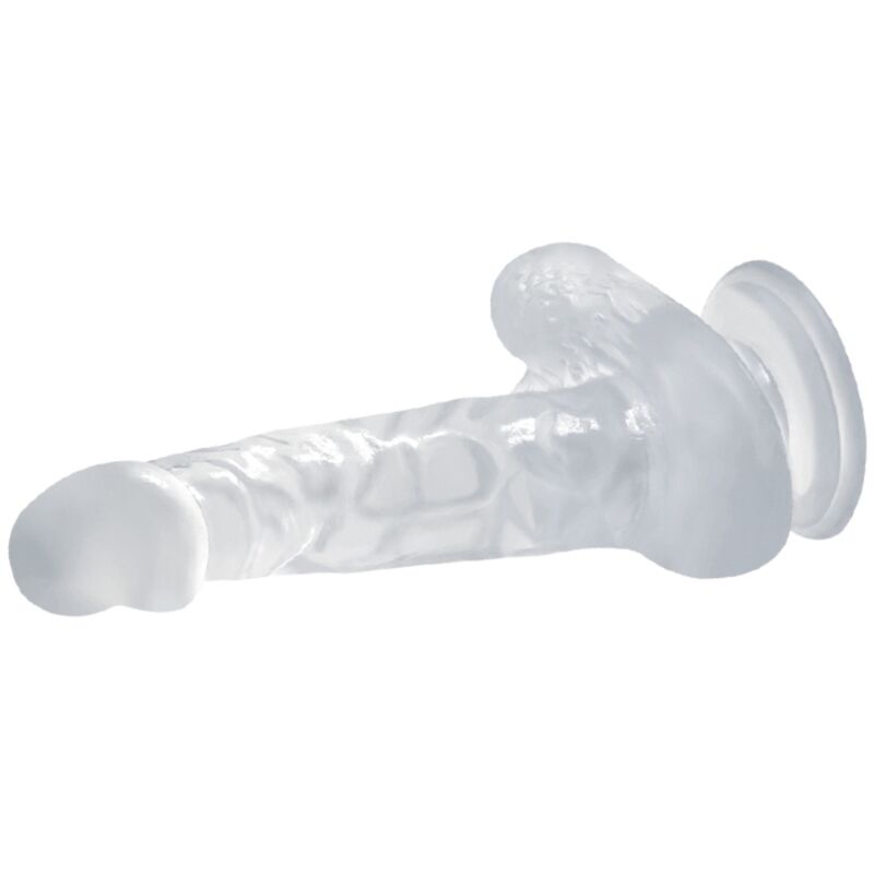 Gode réaliste transparent ventouse et testicules — BAILE DILDOS