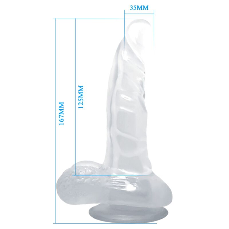 Gode réaliste transparent ventouse et testicules — BAILE DILDOS