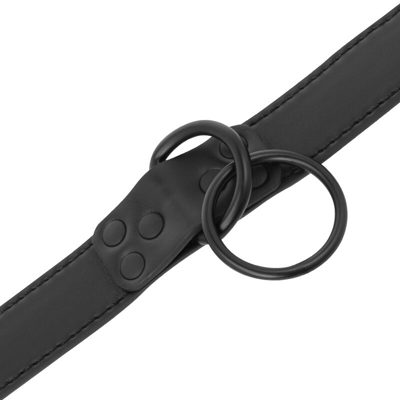 Collier de soumission noir avec chaîne et poignée — DARKNESS BONDAGE