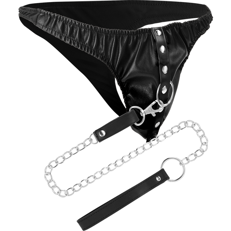 String de soumission avec chaîne métallique — DARKNESS BONDAGE