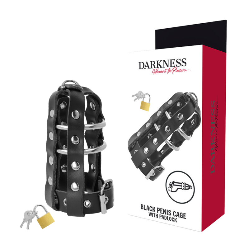 Cage de chasteté en cuir végétalien — DARKNESS BONDAGE