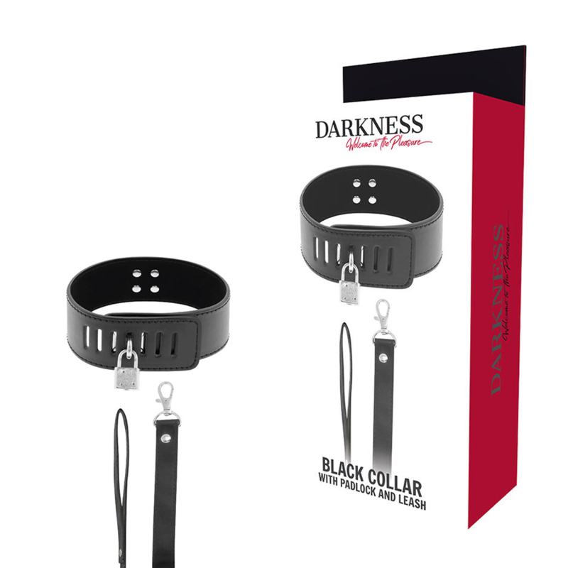 Collier de soumission ajustable avec serrure et chaîne — DARKNESS BONDAGE