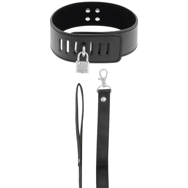 Collier de soumission ajustable avec serrure et chaîne — DARKNESS BONDAGE