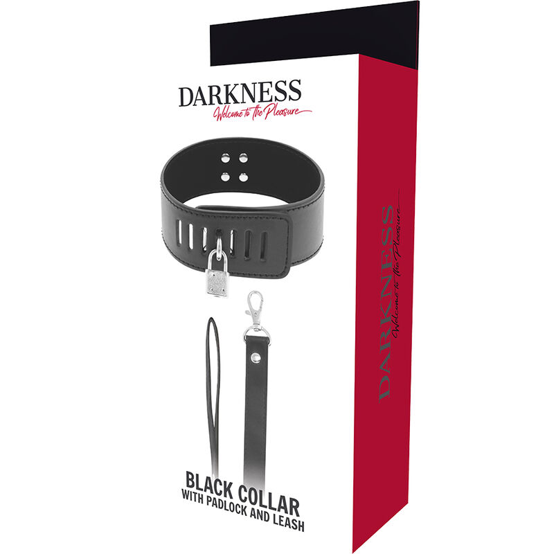 Collier de soumission ajustable avec serrure et chaîne — DARKNESS BONDAGE