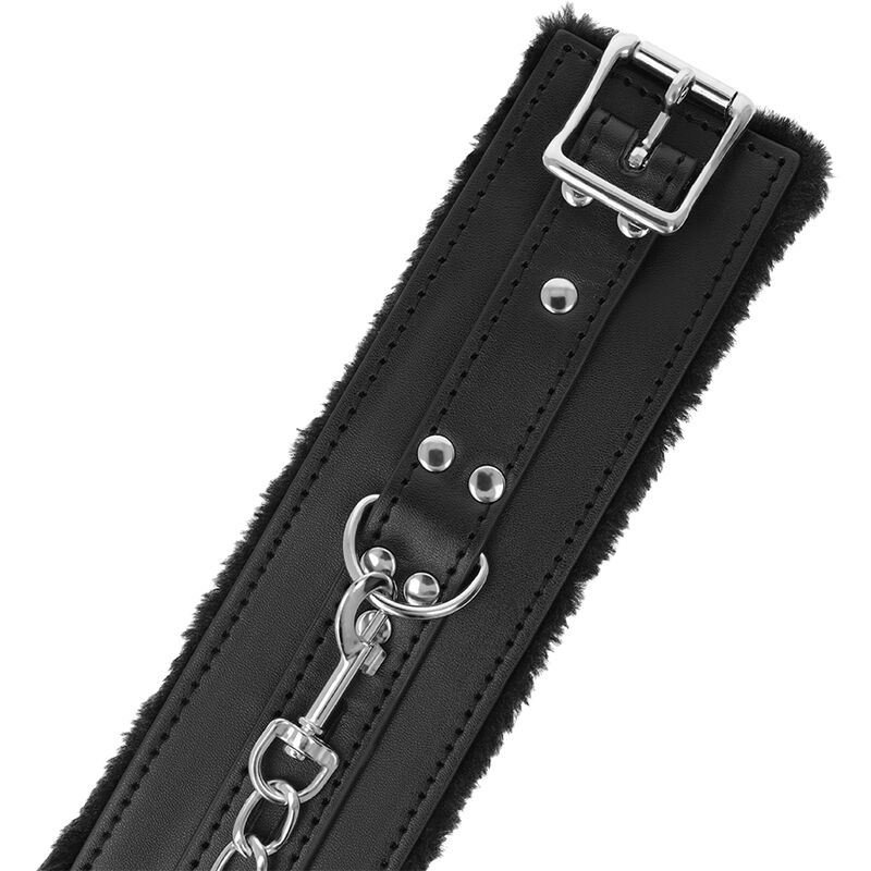 Menottes doubles en fausse fourrure noire — DARKNESS BONDAGE