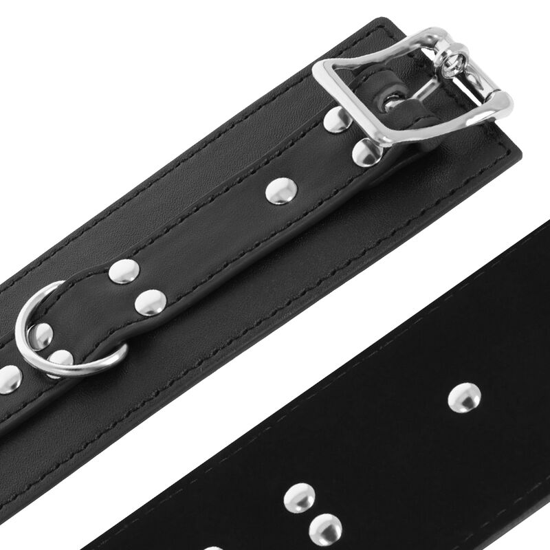 Menottes en simili cuir noir avec chaînes réglables — DARKNESS BONDAGE