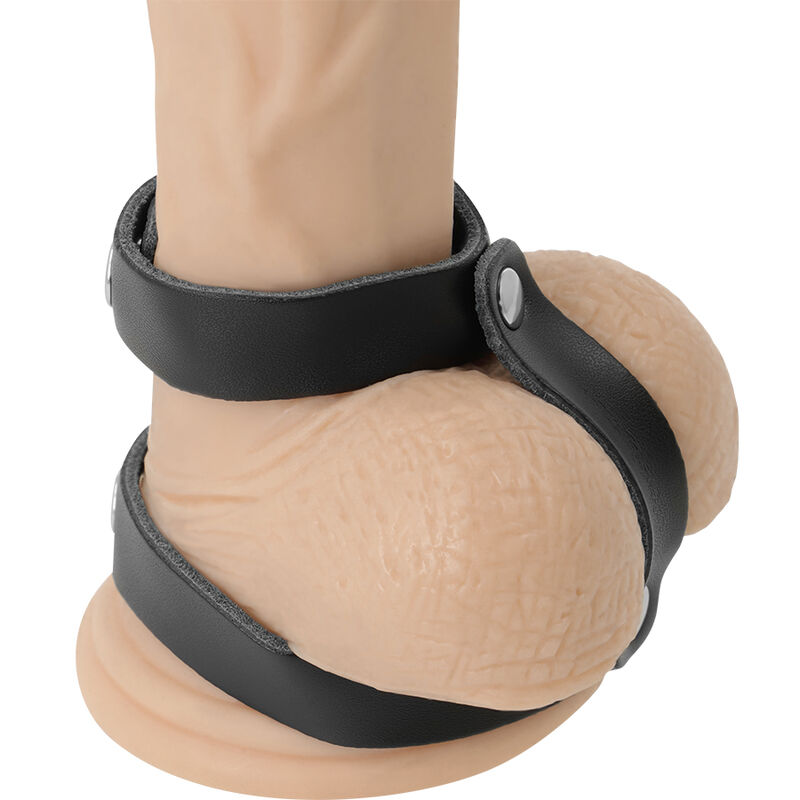 Anneau réglable pénis et testicules en cuir — DARKNESS BONDAGE