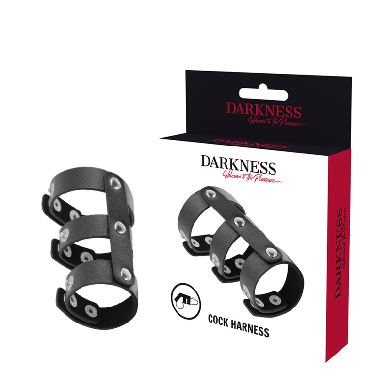 Double anneau de pénis et testicules en cuir réglable — DARKNESS BONDAGE