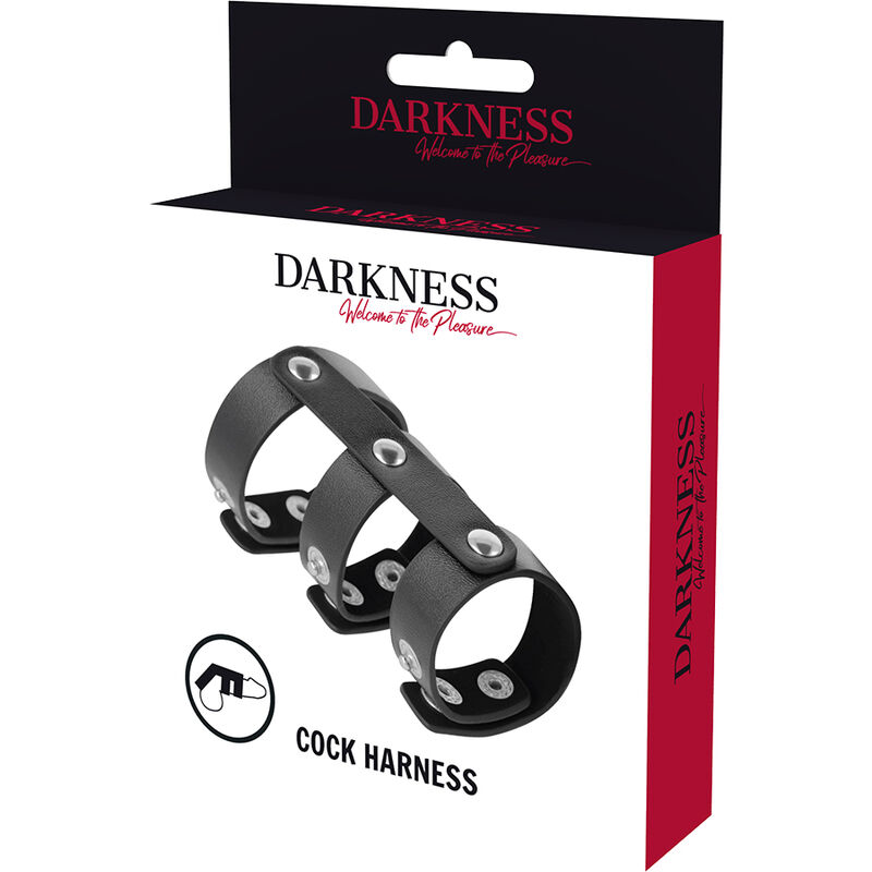 Double anneau de pénis et testicules en cuir réglable — DARKNESS BONDAGE