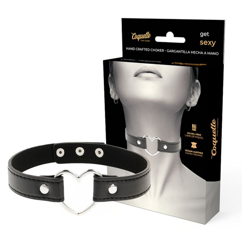 Collier bondage chic en cuir vegan avec cœur — COQUETTE ACCESSORIES