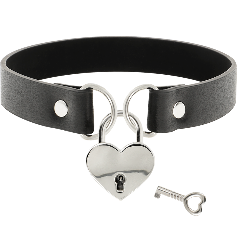 Collier fétiche en cuir vegan avec cœur et clé — COQUETTE ACCESSORIES