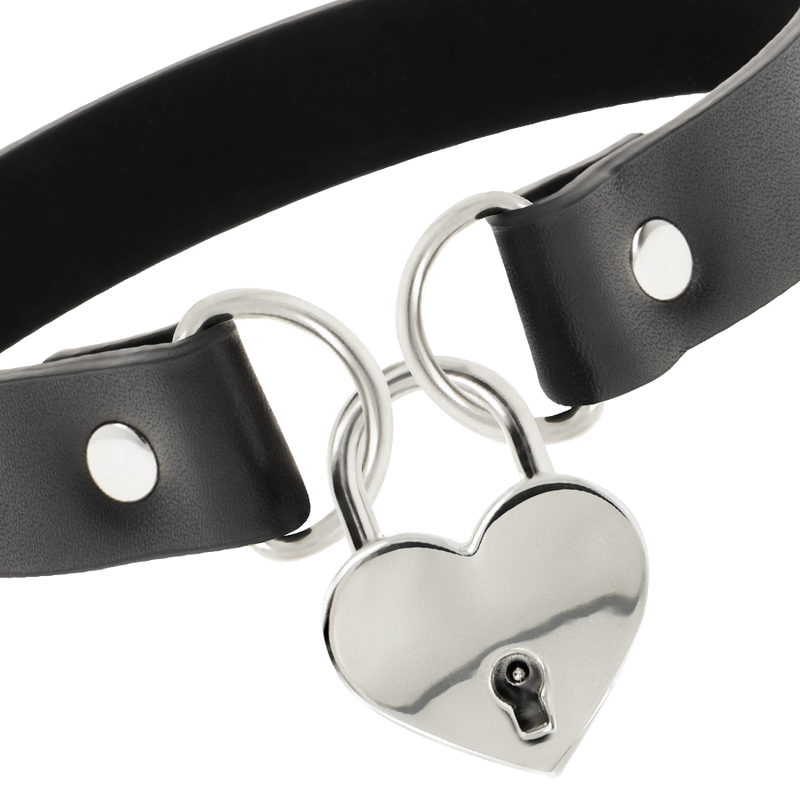 Collier fétiche en cuir vegan avec cœur et clé — COQUETTE ACCESSORIES