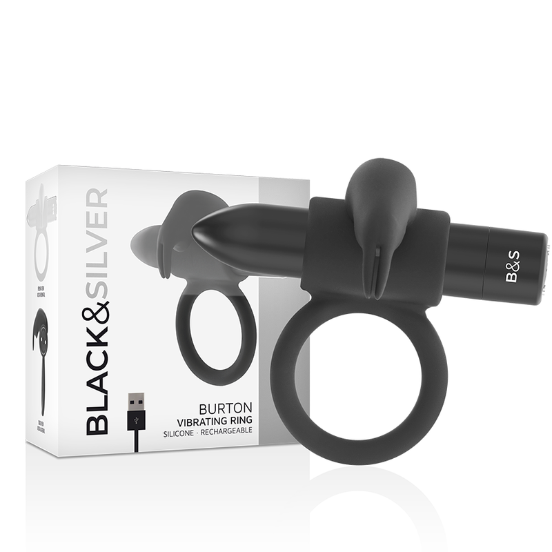Anneau vibrant stimulateur masculin Burton — BLACK&SILVER