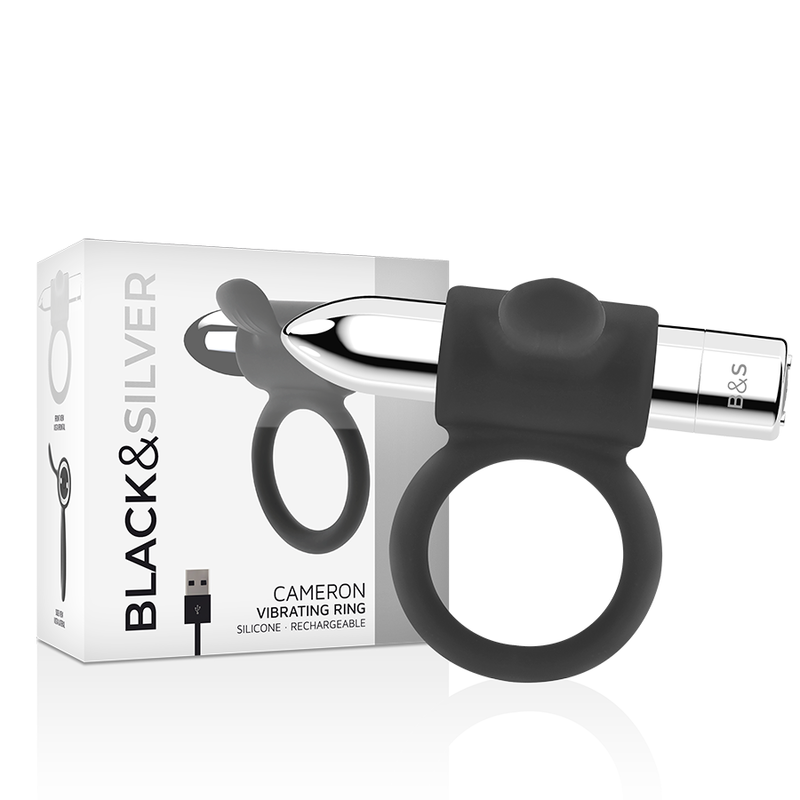 Anneau vibrant rechargeable Cameron — BLACK&SILVER