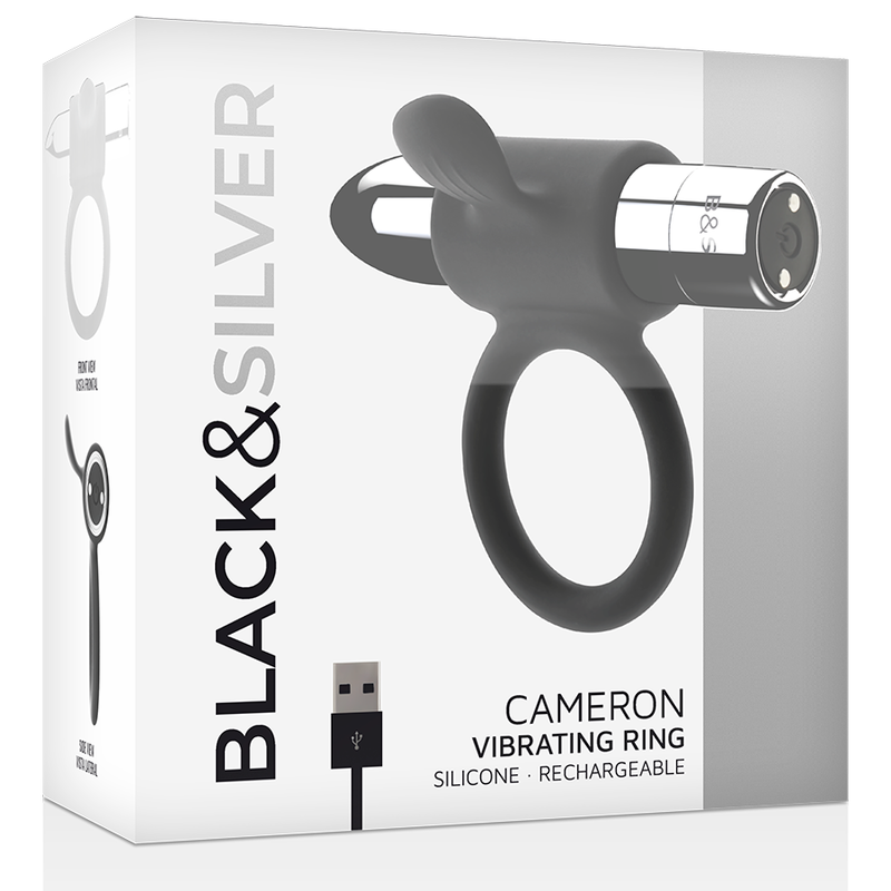 Anneau vibrant rechargeable Cameron — BLACK&SILVER