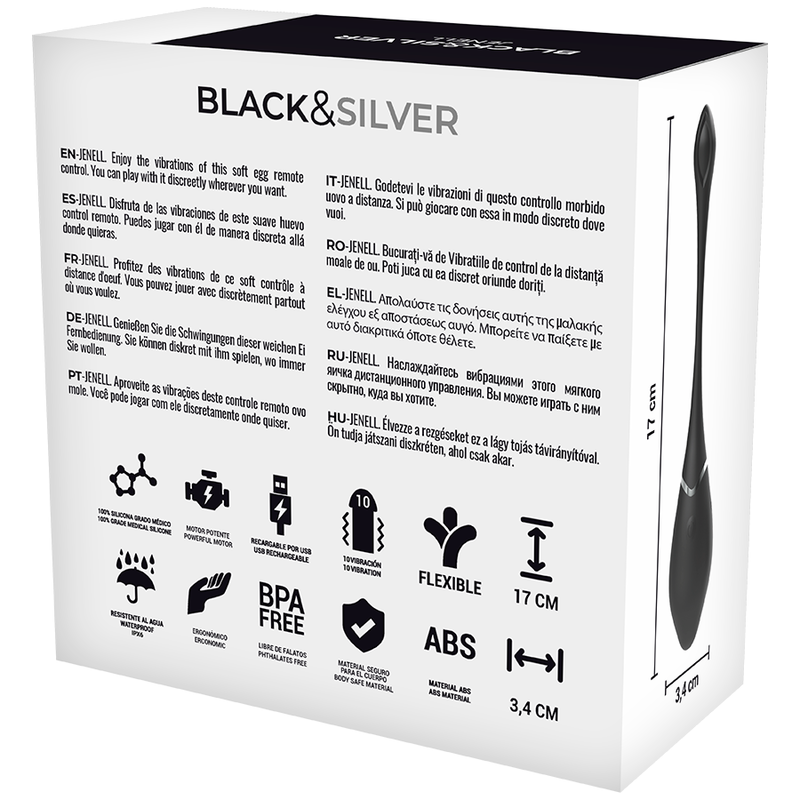 Œuf vibrant rechargeable télécommandé — BLACK&SILVER
