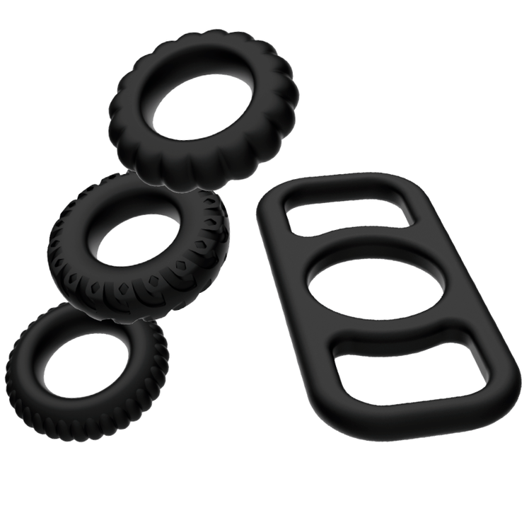 Ensemble d'anneaux péniens en silicone souple 4 pièces — ADDICTED TOYS