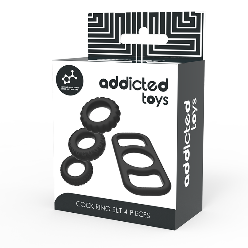 Ensemble d'anneaux péniens en silicone souple 4 pièces — ADDICTED TOYS