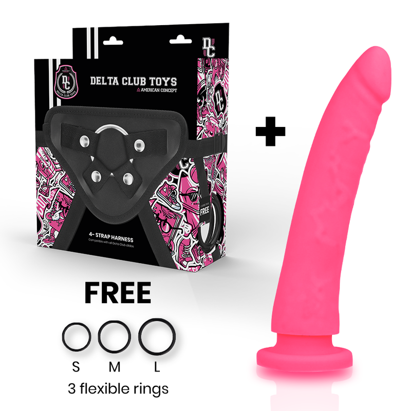 Harnais + godemichet silicone rose 20 cm — DELTACLUB