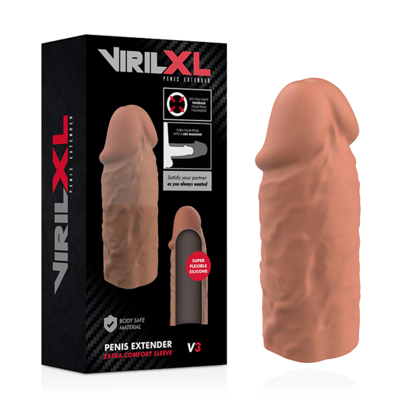 Manchon d'extension en silicone liquide marron — VIRILXL