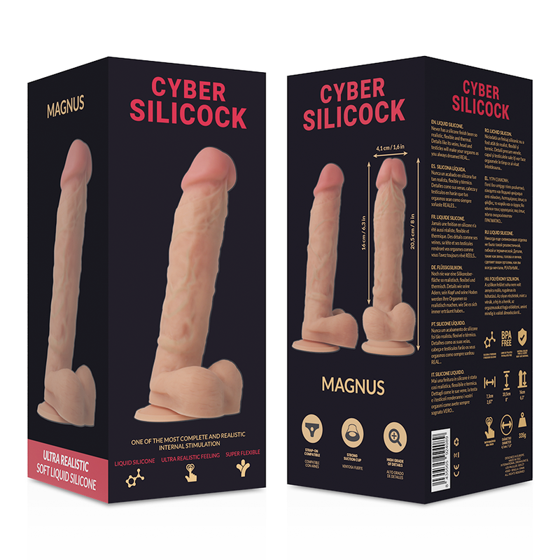 Set strap-on con dildo realistico e tre anelli — CYBER SILICOCK