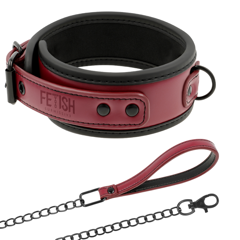 Collier de soumission réglable avec chaîne et doublure néoprène — FETISH SUBMISSIVE DARK ROOM