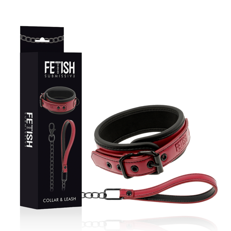 Collier de soumission réglable avec chaîne et doublure néoprène — FETISH SUBMISSIVE DARK ROOM