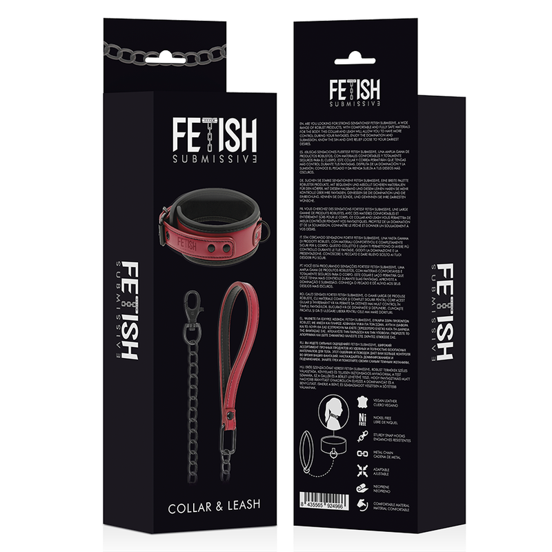 Collier de soumission réglable avec chaîne et doublure néoprène — FETISH SUBMISSIVE DARK ROOM
