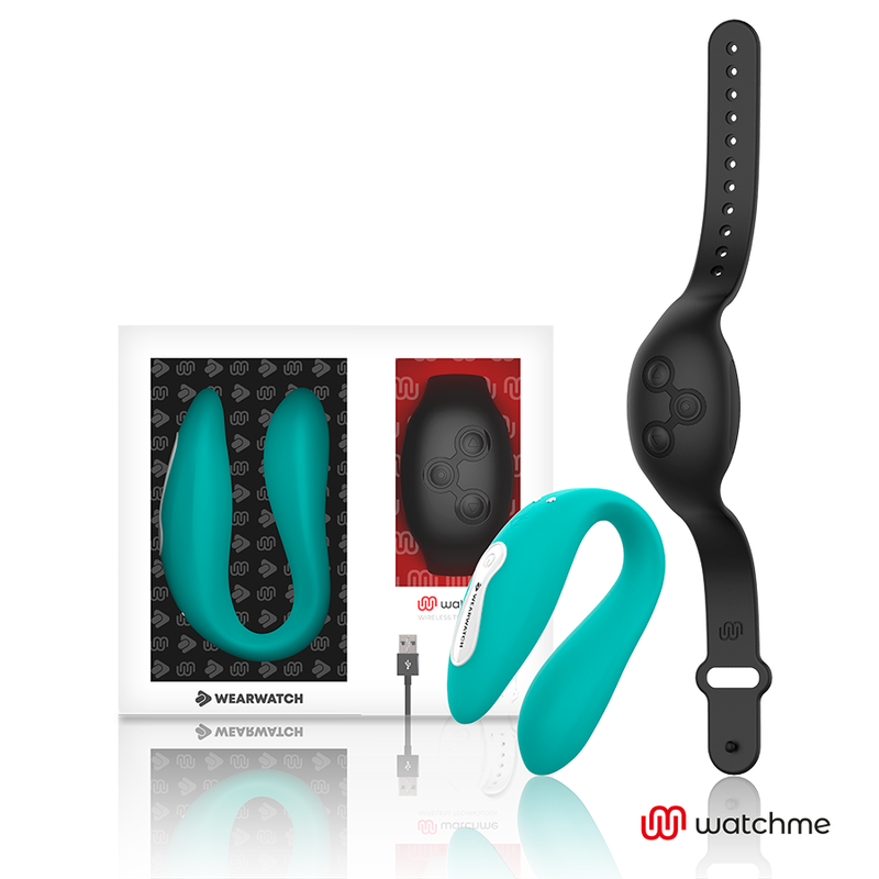 Vibrateur double connecté WatchMe aigue-marine et jet — WEARWATCH